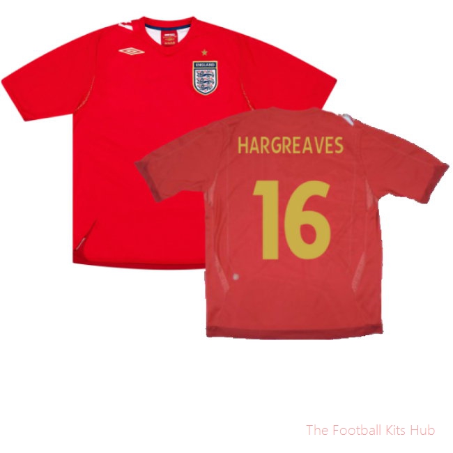 England 2006-08 Away Shirt (L) (Excellent) (HARGREAVES 16)-UniFootball Store